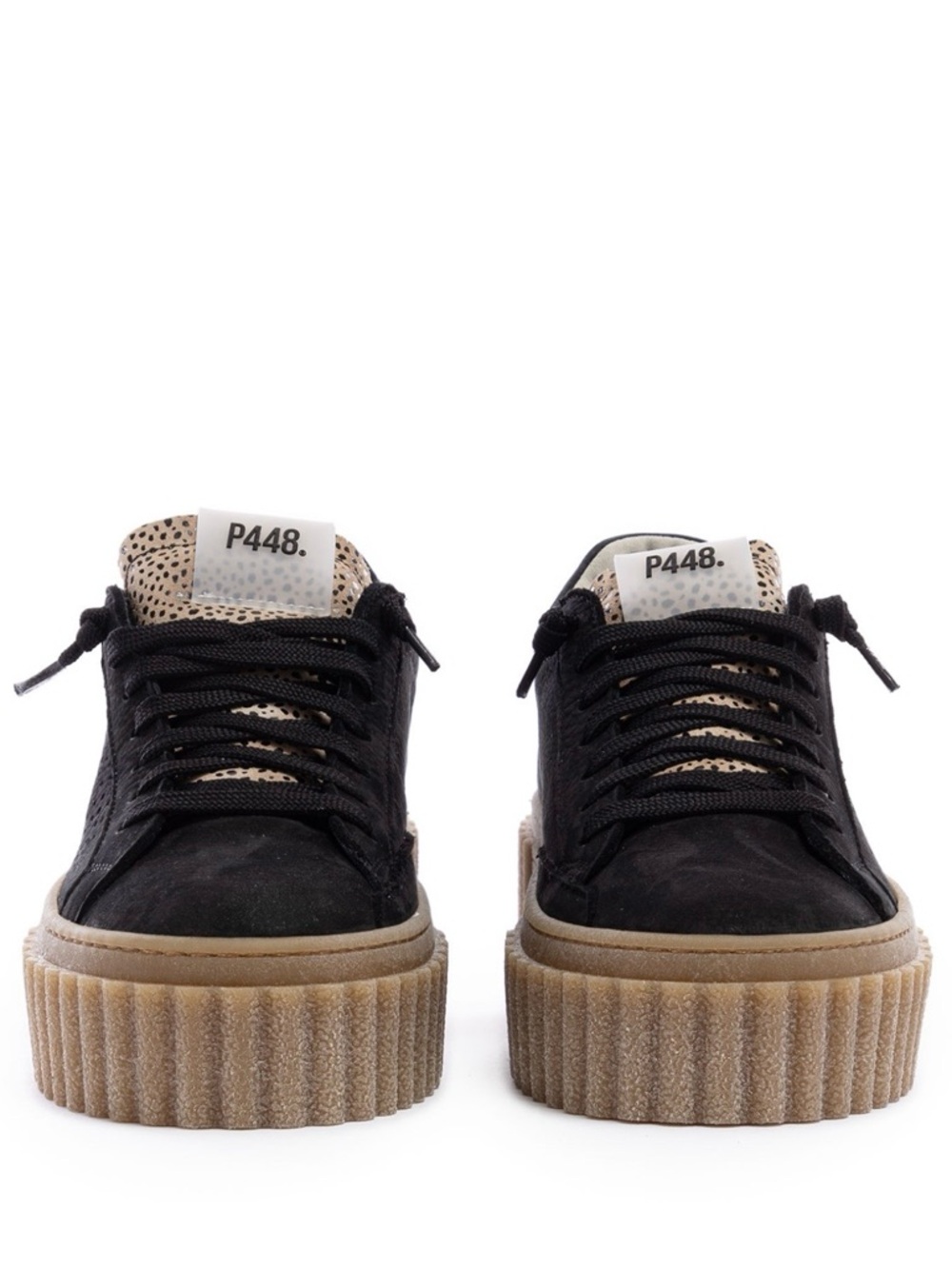 P448 Women's Creeper Lace Up Platform Sneakers Black